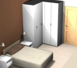 Dormitorio pequeño con armario esquinero